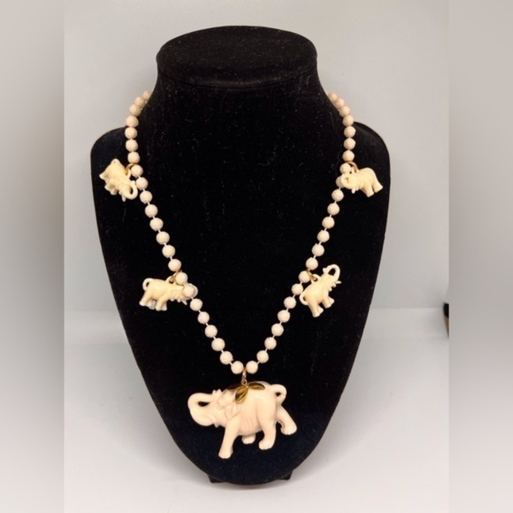 Celluloid Ivory Necklace Elephant Necklace vintage